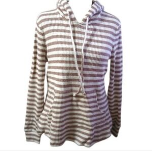 Hooded Top Hoodie Comfy Women's Kangaroo Pocket, Waffle Knit Size small